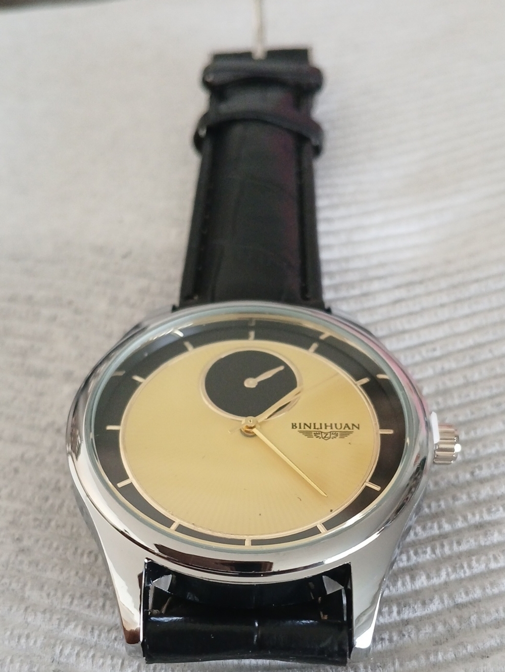 Men's Gold and Black Dress Watch